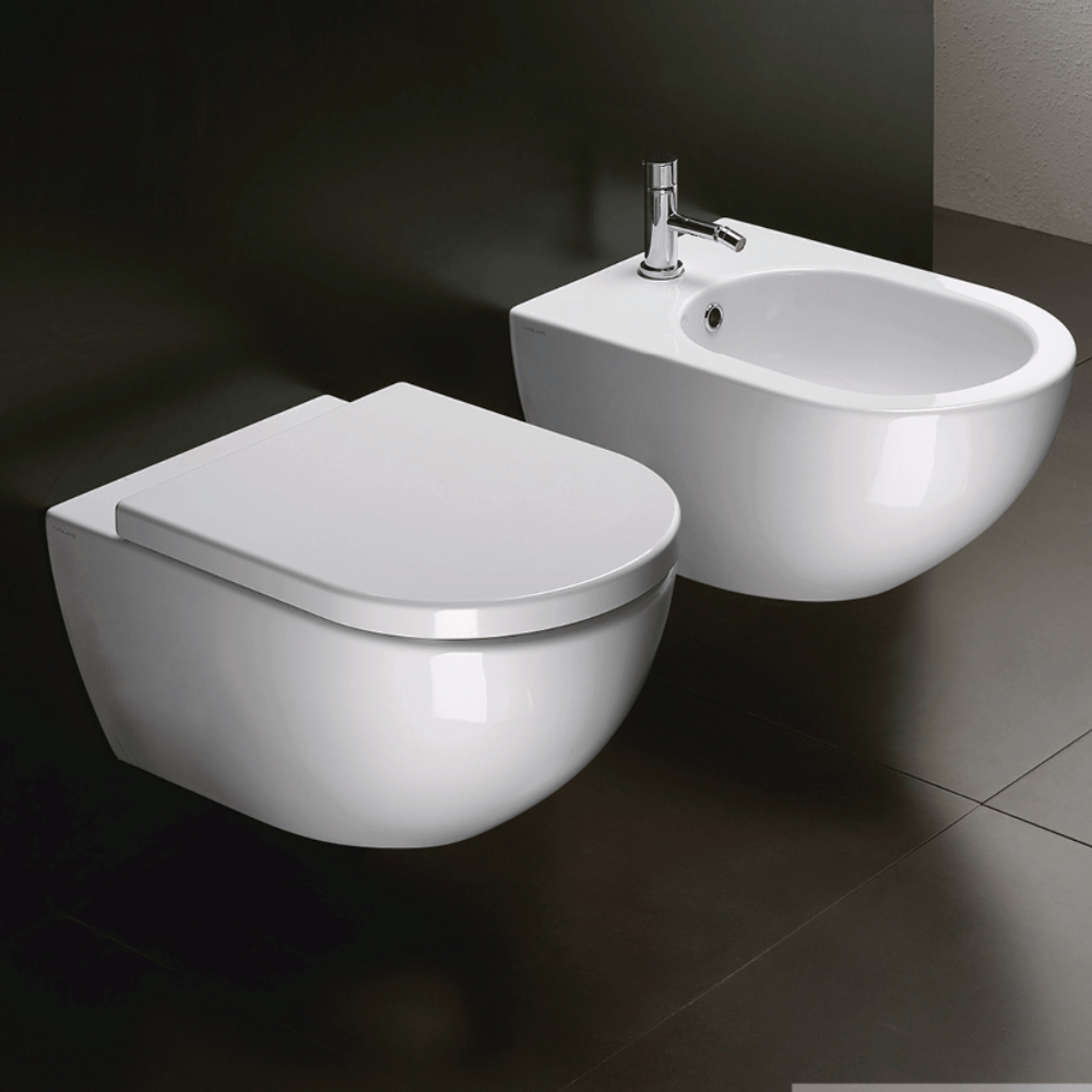 Plumbline Toilet Catalano Sfera 54 Rimless Wall Hung Toilet with Thick Seat | Gloss White
