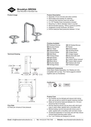 The Watermark Collection Basin Taps Polished Chrome The Watermark Collection Brooklyn 3 Hole Basin Set