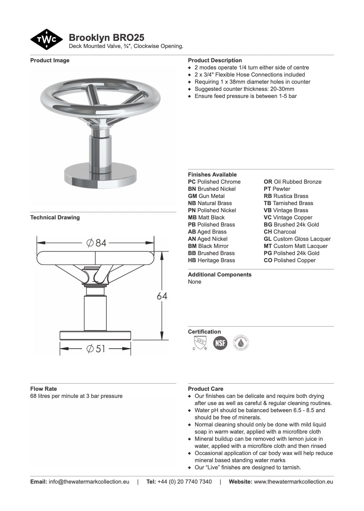 The Watermark Collection Mixer Polished Chrome The Watermark Collection Brooklyn Hob Mounted Mixer Clockwise Opening