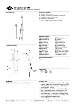 The Watermark Collection Showers Polished Chrome The Watermark Collection Brooklyn Slimline Slide Shower