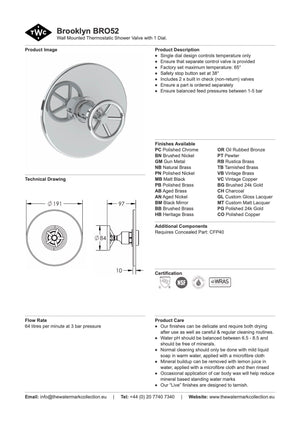 The Watermark Collection Wall Mixers Polished Chrome The Watermark Collection Brooklyn Thermostatic Shower Mixer