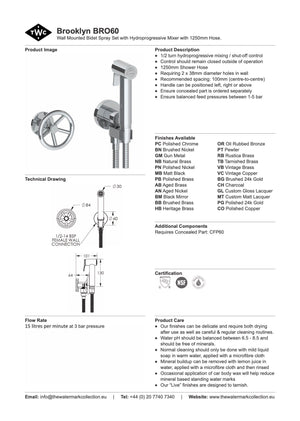 The Watermark Collection Bidet Sprayer Polished Chrome The Watermark Collection | Brooklyn Handheld Bidet Sprayer Set with Mixer