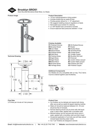 The Watermark Collection Bathroom tapware Polished Chrome The Watermark Collection | Brooklyn Monoblock Bidet Sprayer