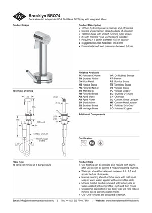 The Watermark Collection Kitchen Taps Polished Chrome The Watermark Collection Brooklyn Independent Pull Out Rinse Spray with Integrated Mixer
