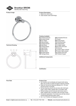 The Watermark Collection Bathroom Accessories Polished Chrome The Watermark Collection Brooklyn Hand Towel Ring