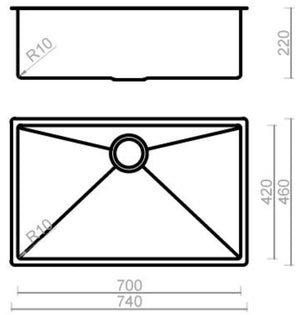 Burns and Ferrall Kitchen Sinks Burns & Ferrall Aquis Cayman Single Sink | 700mm