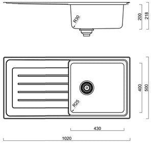 Burns and Ferrall Kitchen Sinks Burns & Ferrall Classic Delta Single Sink with Drainer | 430mm