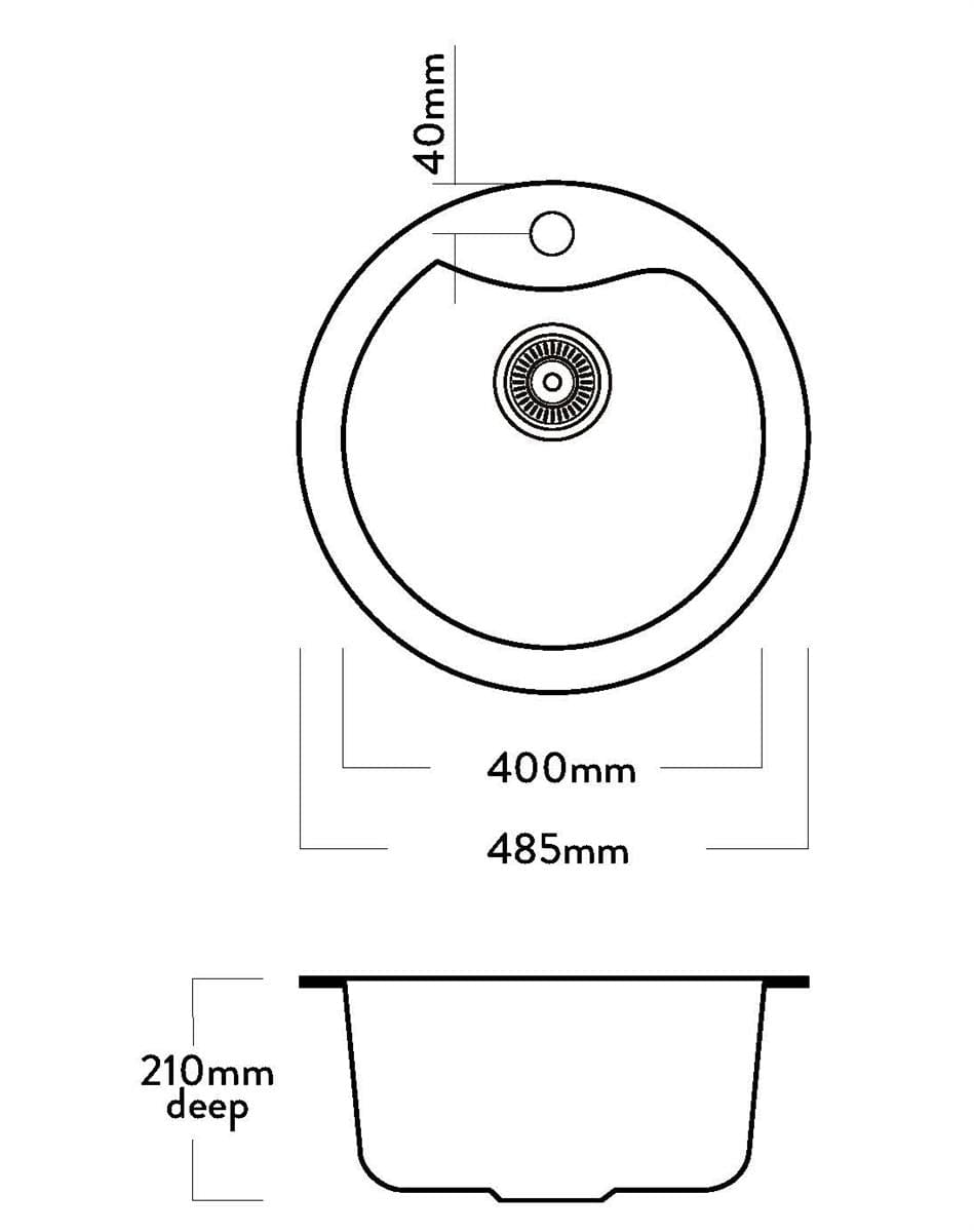 Acero Kitchen Sinks - Granite Mercer Duro Granite Bari Round Sink | 400mm