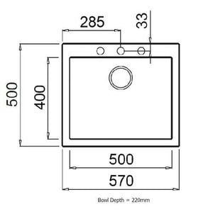 Acero Kitchen Sinks - Granite Mercer Duro Granite Arezzo Single Sink | 500mm