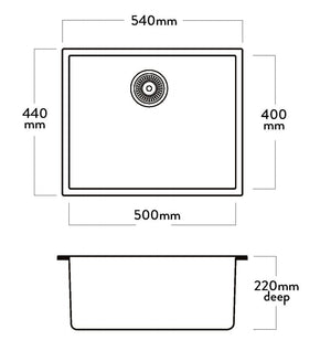 Acero Kitchen Sinks - Granite Mercer Duro Granite Rome Single Sink | 500mm