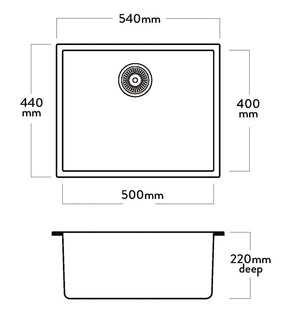 Acero Kitchen Sinks - Granite Mercer Duro Granite Bologna Single Sink | 500mm