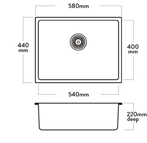 Acero Kitchen Sinks - Granite Mercer Duro Granite Trieste Single Sink | 540mm