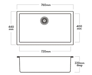 Acero Kitchen Sinks - Granite Mercer Duro Granite Lecce Single Sink | 720mm