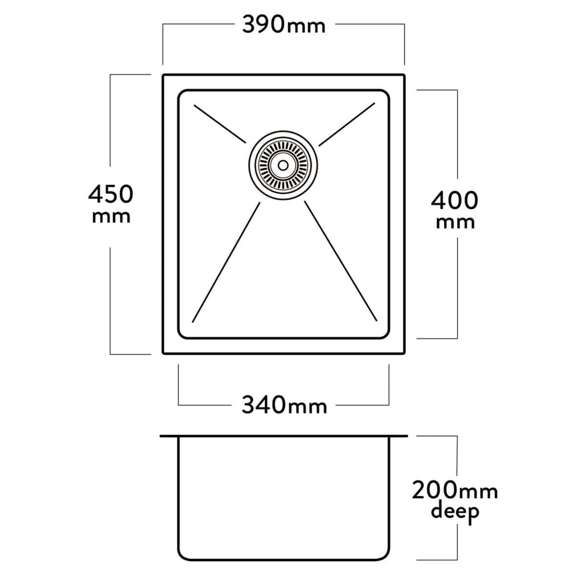 Mercer Kitchen Sinks Mercer DV Kent Single Sink | 340mm