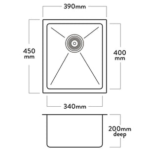 Mercer Kitchen Sinks Mercer DV Kent Single Sink | 340mm