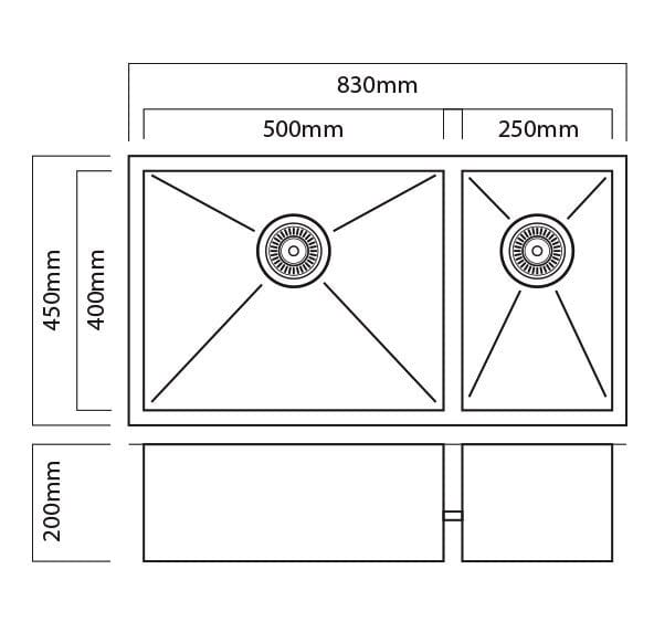 Mercer Kitchen Sinks Mercer DV Burlington Double Sink | 500 + 250mm