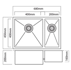 Mercer Kitchen Sinks Mercer DV Liverpool Double Sink | 400 + 200mm