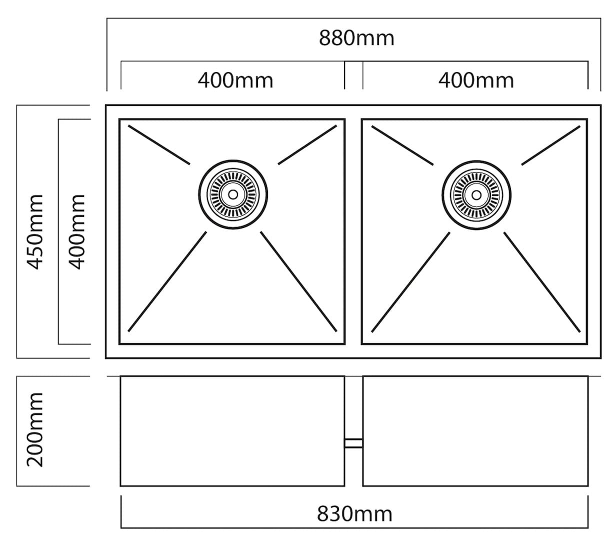 Mercer Kitchen Sinks Mercer DV Dorset Double Sink | 400 + 400mm