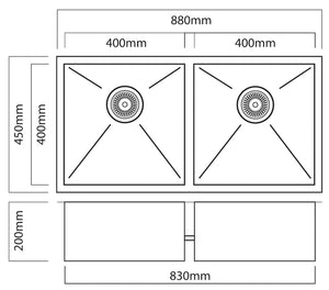 Mercer Kitchen Sinks Mercer DV Dorset Double Sink | 400 + 400mm