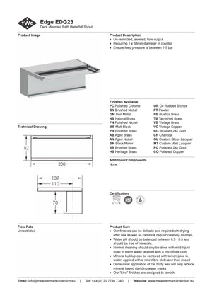 The Watermark Collection Spouts Polished Chrome The Watermark Collection Edge Hob Mounted Bath Waterfall Spout