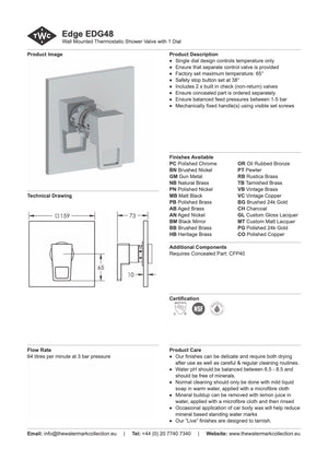 The Watermark Collection Wall Mixers Polished Chrome The Watermark Collection Edge Thermostatic Shower Mixer