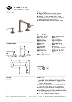 The Watermark Collection Bath Taps Polished Chrome The Watermark Collection Elan Vital 3 Hole Bath Set