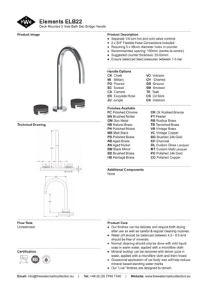 The Watermark Collection Bath Taps The Watermark Collection Elements 3 Hole Bath Set | Bridge Insert