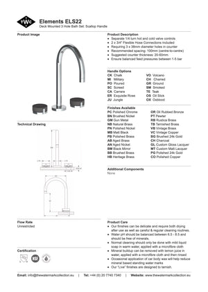The Watermark Collection Bath Taps The Watermark Collection Elements 3 Hole Bath Set | Scallop Insert