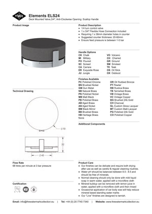 The Watermark Collection Mixer The Watermark Collection Elements Hob Mounted Mixer Anti-Clockwise Opening | Scallop Insert