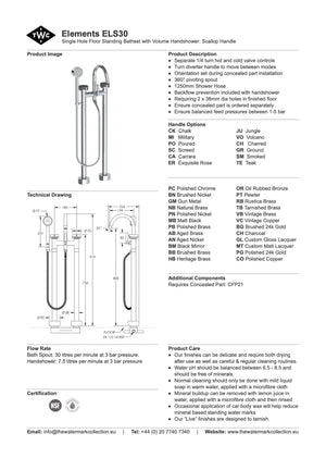 The Watermark Collection Freestanding Bath Fillers The Watermark Collection Elements Freestanding Bath Set with Volume Hand Shower | Scallop Insert