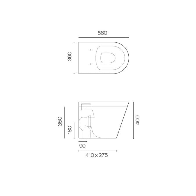 Plumbline Toilet Evo 56 Floor Mount Toilet with Slim Seat