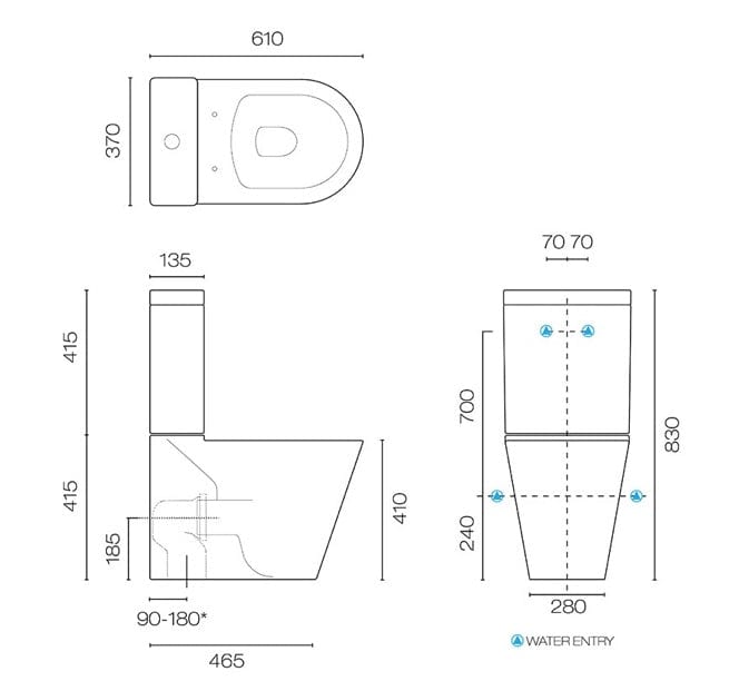 Plumbline Toilet Evo 61 Back To Wall Toilet Suite with Slim Seat