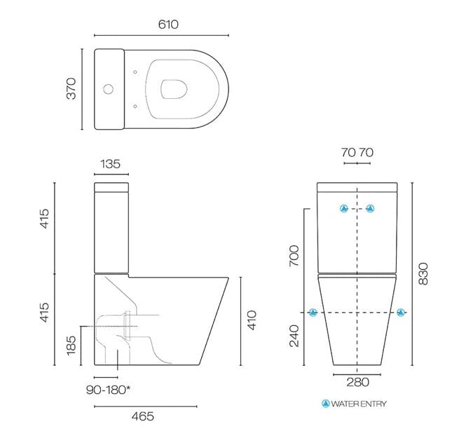 Plumbline Toilet Evo 61 Back To Wall Toilet Suite with Slim Seat