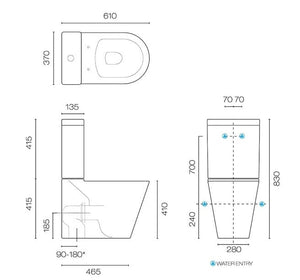 Plumbline Toilet Evo 61 Back To Wall Toilet Suite with Slim Seat
