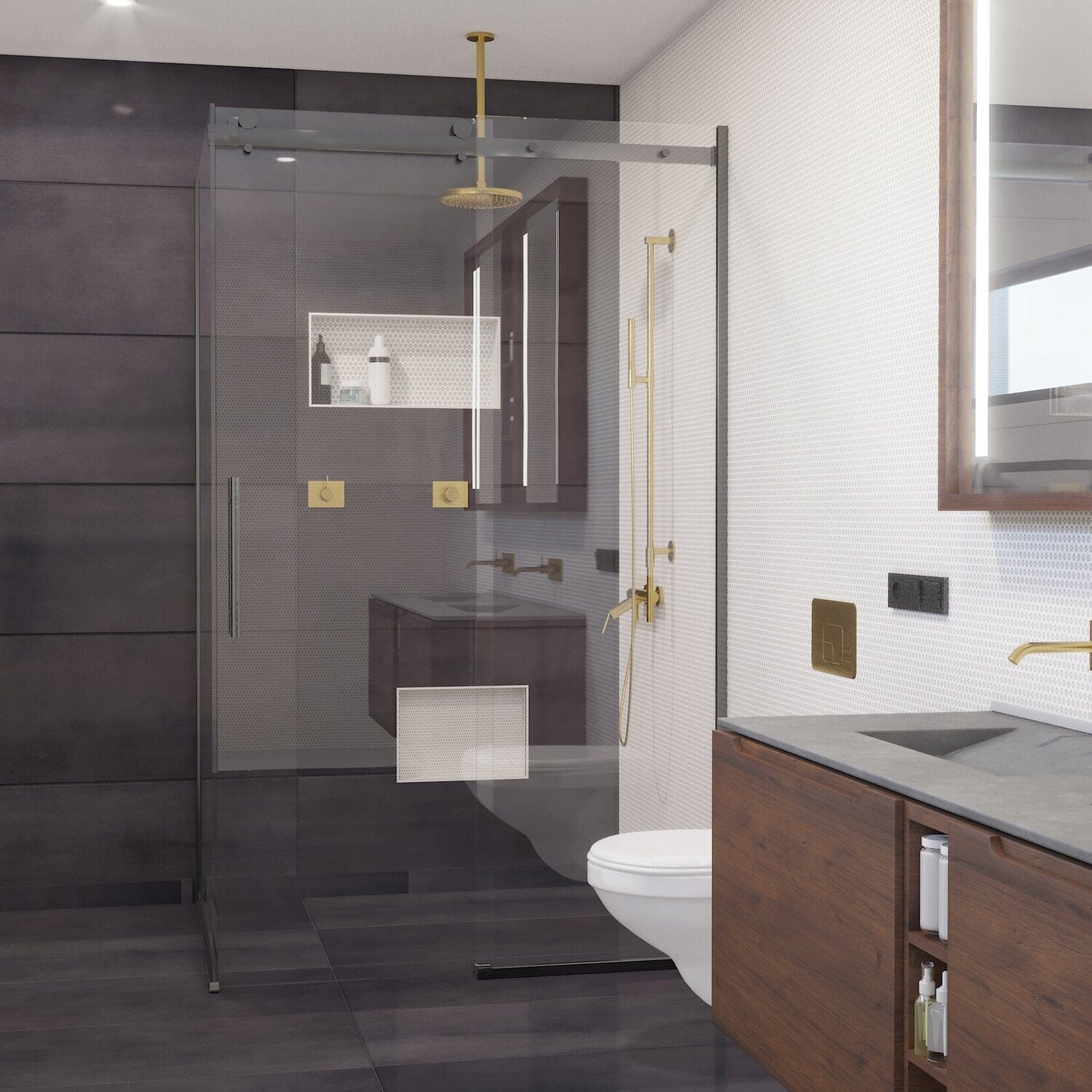 Crest Sereno Exposed Sliding Glass Shower Door Screen | Black