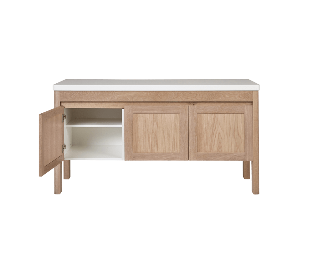 Loughlin Furniture Vanities Loughlin Furniture | Freo Curved Freestanding Timber Vanity | Shaker Doors