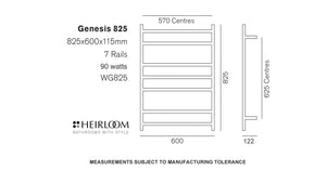 Heirloom Heated Towel Rail Heirloom Genesis 825 Heated Towel Ladder | Black