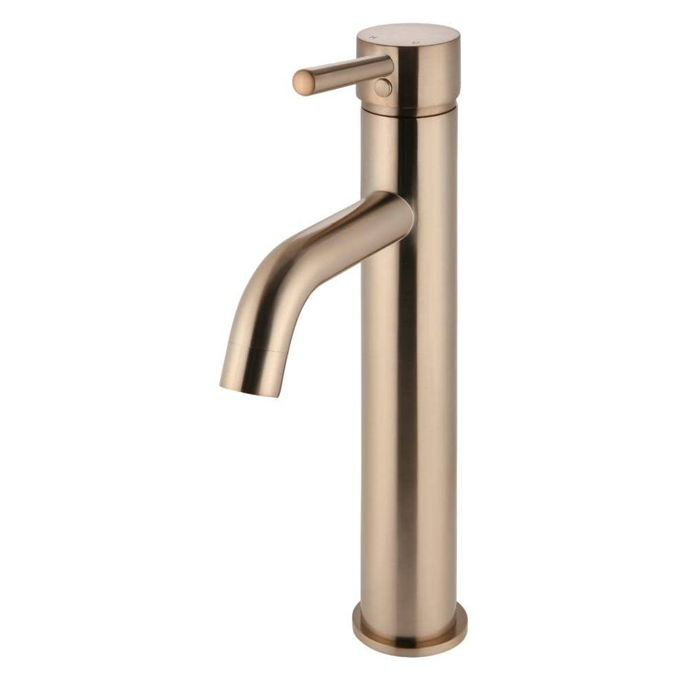 Meir Basin Taps Meir Round Tall Basin Mixer with Curved Spout | Old Champagne