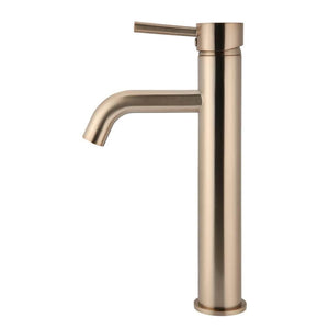 Meir Basin Taps Meir Round Tall Basin Mixer with Curved Spout | Old Champagne