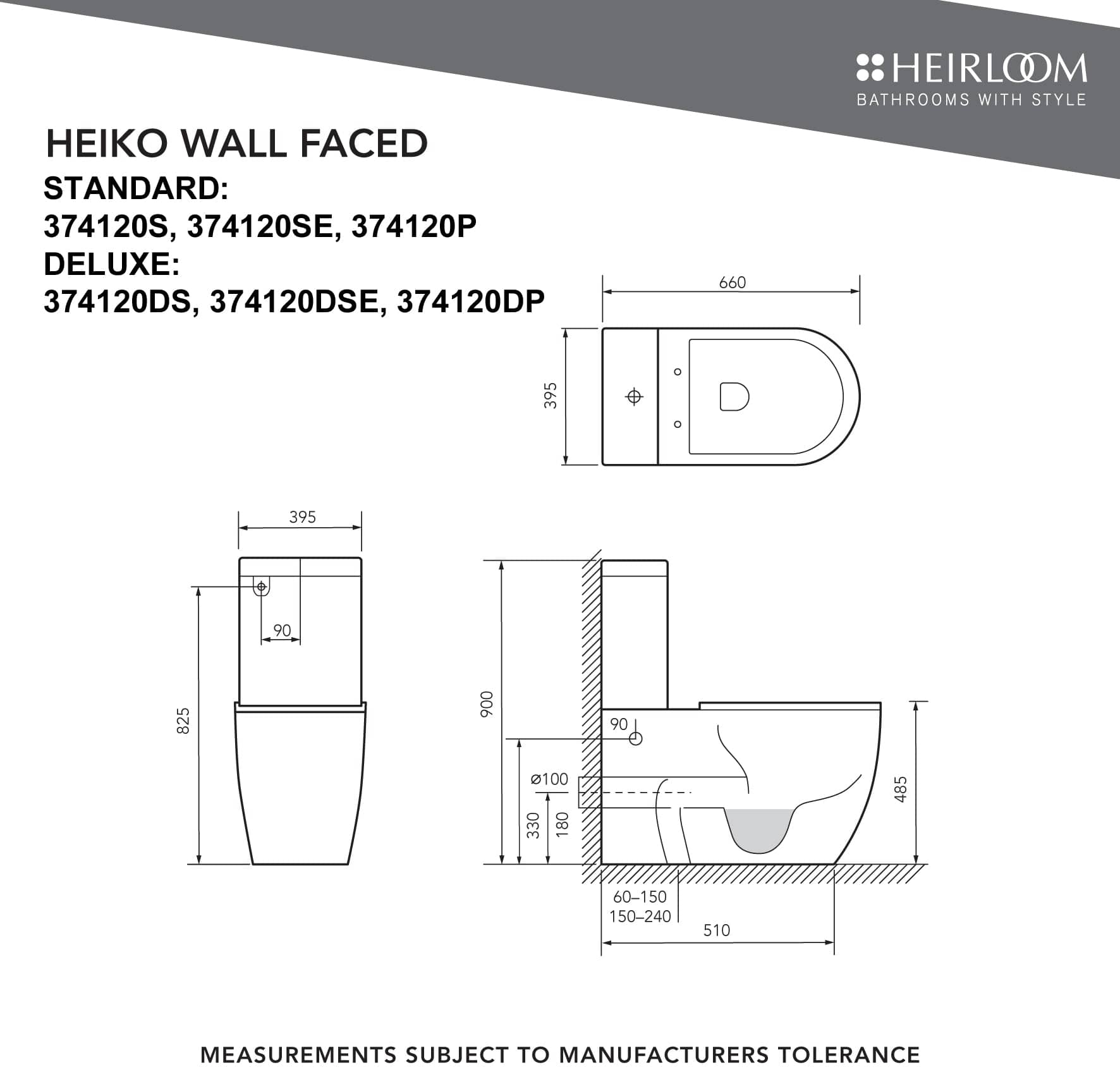 Heirloom Toilet Heirloom Heiko Comfort Wall Faced Toilet Suite