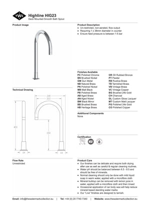 The Watermark Collection Spouts Polished Chrome The Watermark Collection Highline Hob Mounted Smooth Bath Spout