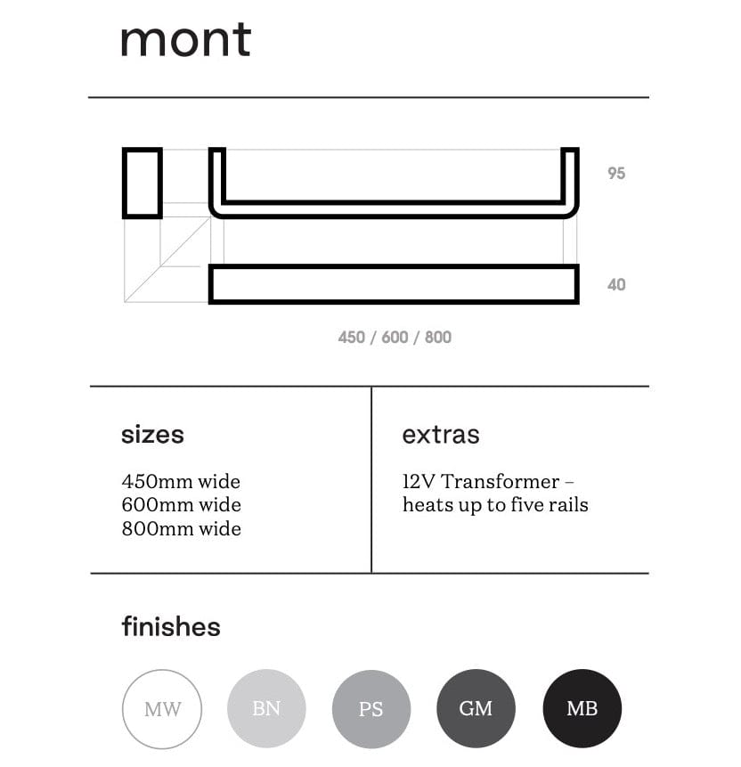 Atlantis Heated Towel Rail Atlantis Icona Mont Heated Towel Rail