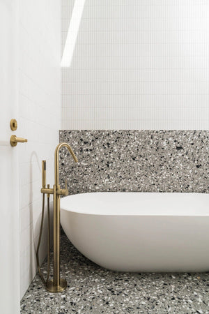 Meir Freestanding Bath Fillers Meir Round Freestanding Bath Spout & Hand Shower | Tiger Bronze