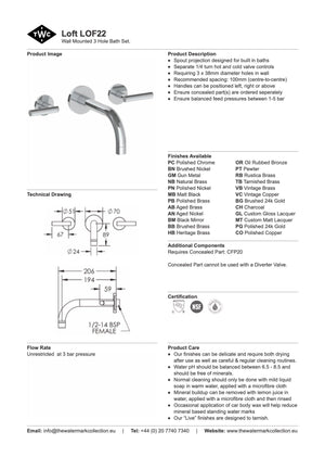 The Watermark Collection Bath Taps Polished Chrome The Watermark Collection Loft Wall Mounted 3 Hole Bath Set