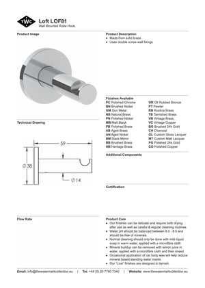 The Watermark Collection Robe Hook Polished Chrome The Watermark Collection Loft Robe Hook
