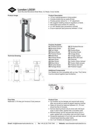 The Watermark Collection Bidet Sprayer Polished Chrome The Watermark Collection | London Monoblock Bidet Sprayer | Cross Handle