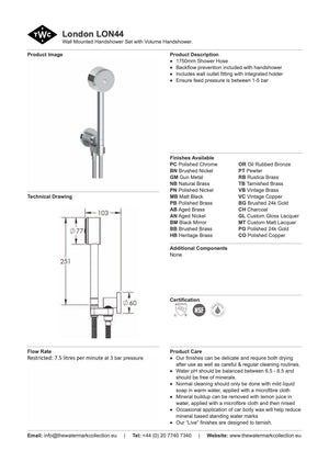 The Watermark Collection Showers Polished Chrome The Watermark Collection London Volume Hand Shower