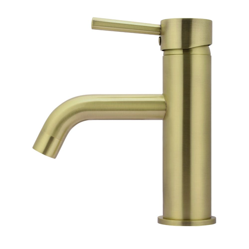 The Kitchen Hub Basin Taps Meir Round Basin Mixer with Curved Spout | Tiger Bronze
