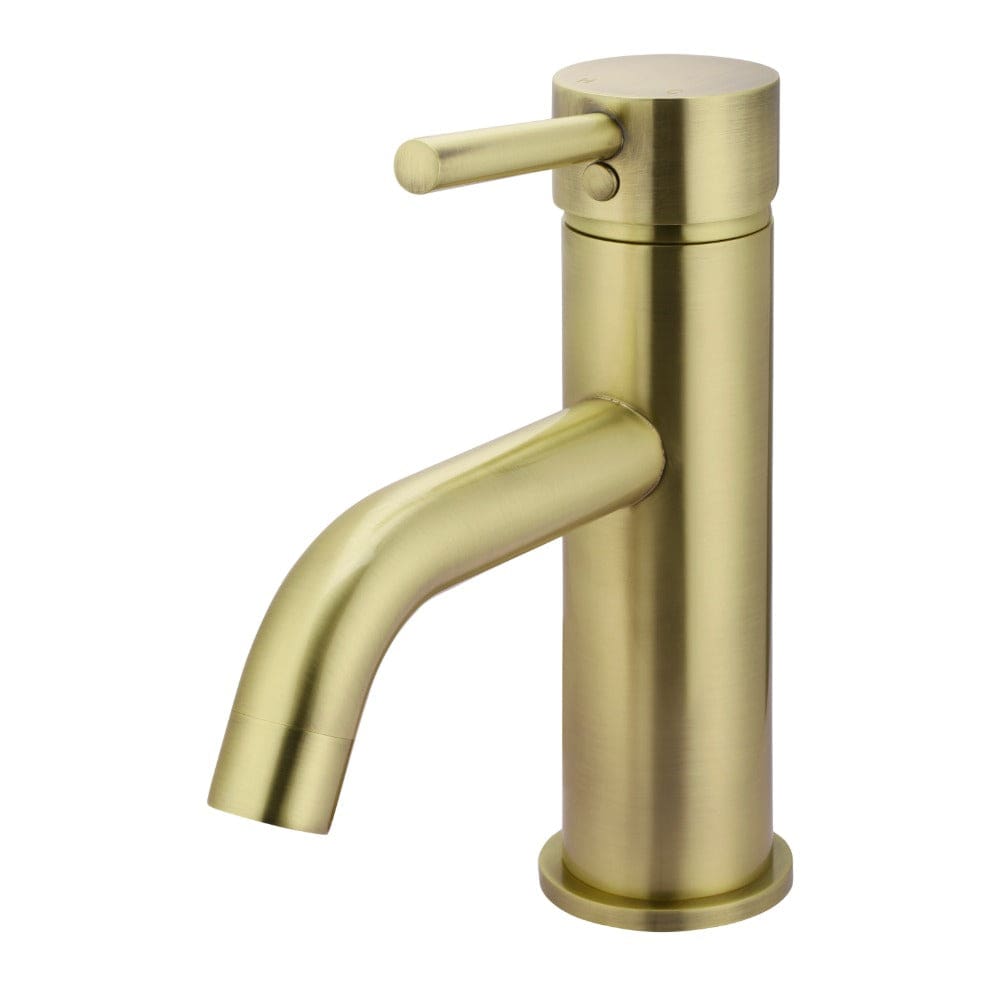 The Kitchen Hub Basin Taps Meir Round Basin Mixer with Curved Spout | Tiger Bronze