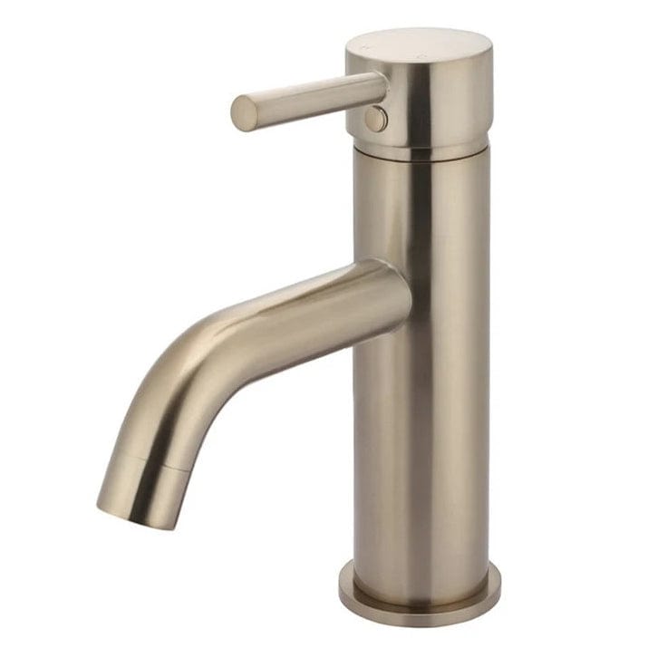 Meir Basin Taps Meir Round Basin Mixer with Curved Spout | Champagne